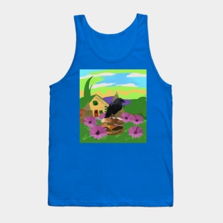 crow loves cheeseburger with flowers Tank Top